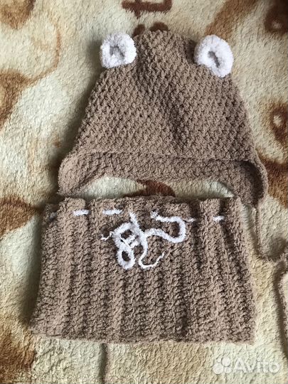 Плюшевая шапка снуд