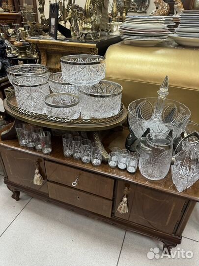 Хрустальные вазы с мельхиором