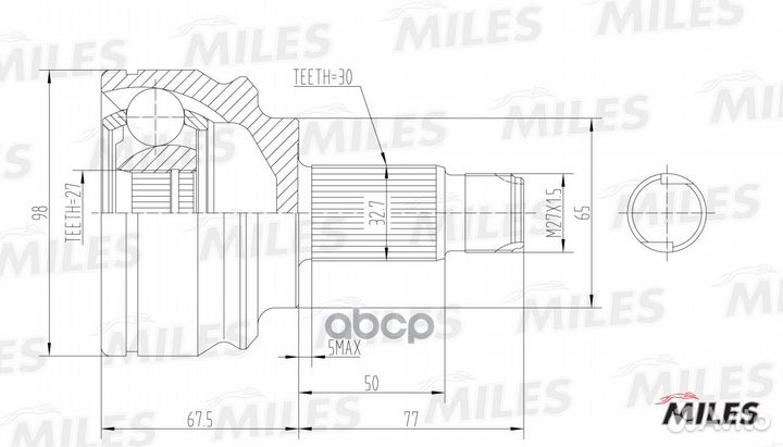 Шарнирный комплект, приводной вал GA20042 Miles