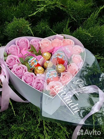 Сердце подарок для любимой Мыльные розы +