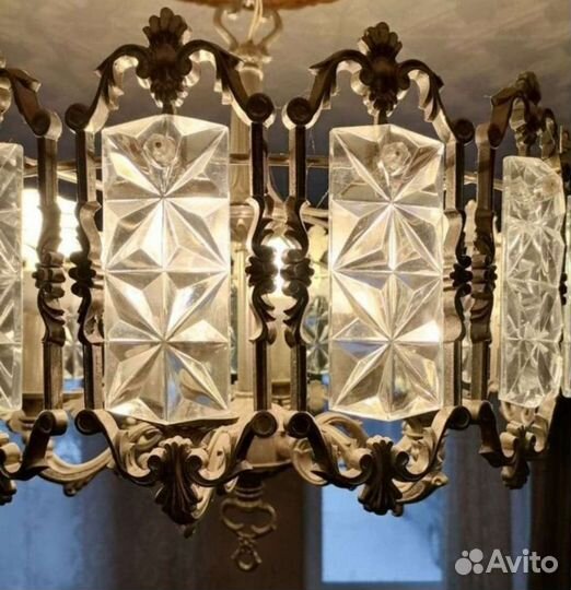 Люстра хрустальная винтаж силумин