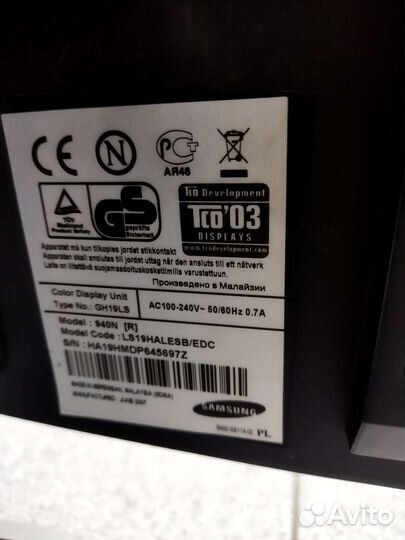 Монитор SamsungSyncMaster940N1280x1024