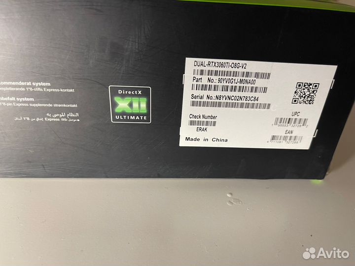 Видеокарта asus Dual GeForce RTX 3060TiV2OC