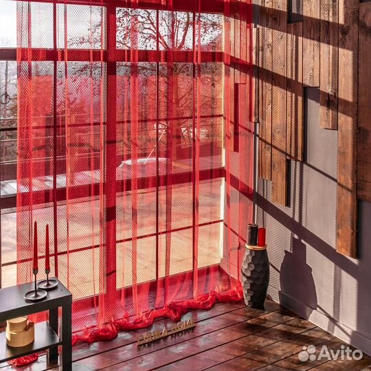 Тюль кружевной жаккард Авалон Гранатовый