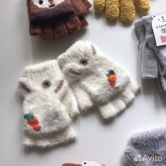 Перчатки детские митенки осенние