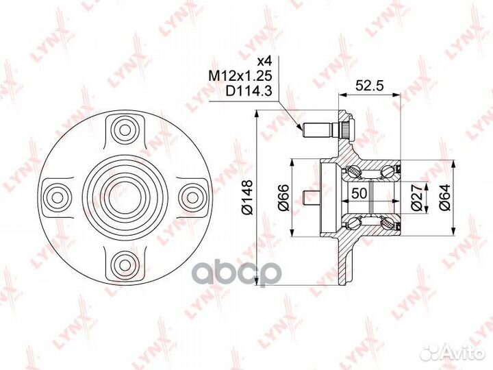 Ступица колеса зад прав/лев WH1457 lynxauto