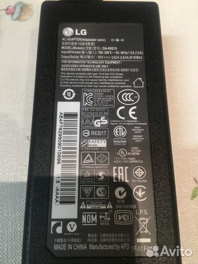 LG Адаптер питания для телевизора монитора на 19v