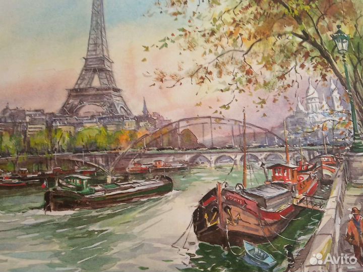 Открытка Париж Эйфелева башня