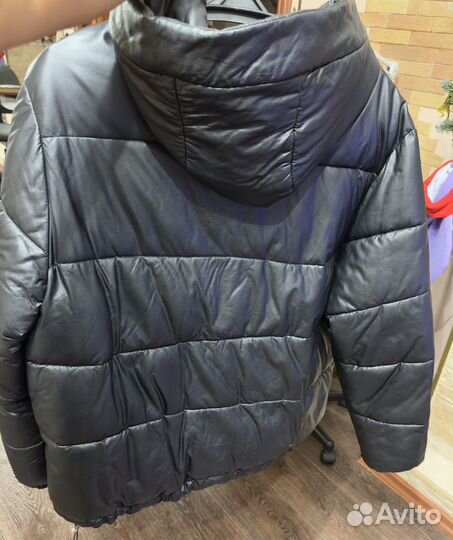 Пуховик женский экокожа оверсайз 52-60