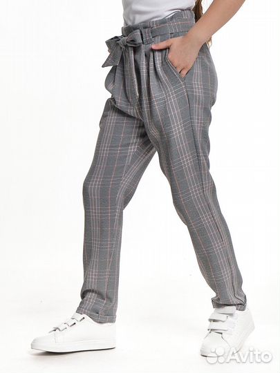 Брюки для девочки клетка/розов