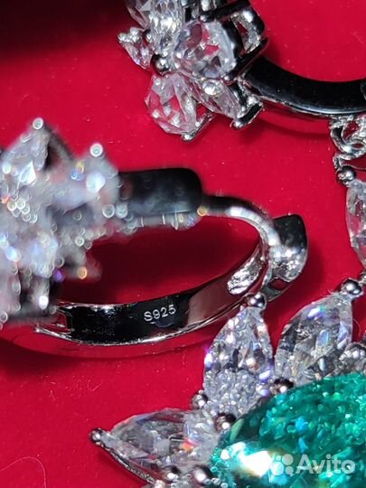 Серьги серебро 925 пробы с турмалин Параиба