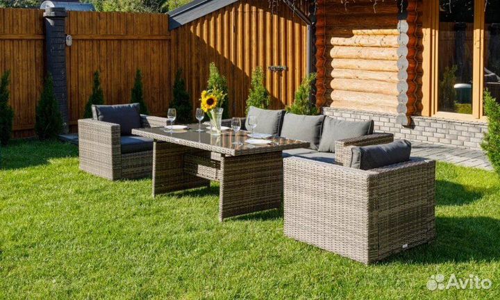 Обеденный комплект из ротанга karl в сером цвете