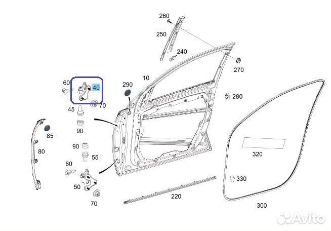 Петля двери верхняя передняя правая Mercedes-Benz