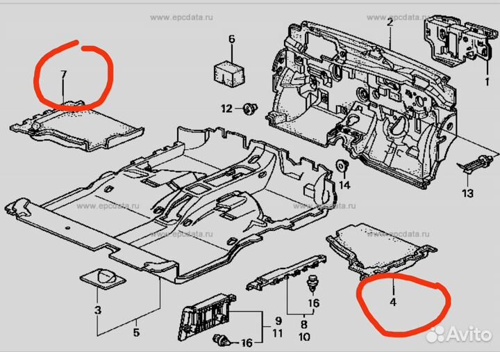 Отделка пола Honda Jazz, Fit 2001-2004