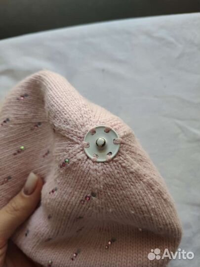 Шапка-шлем с натуральным помпоном