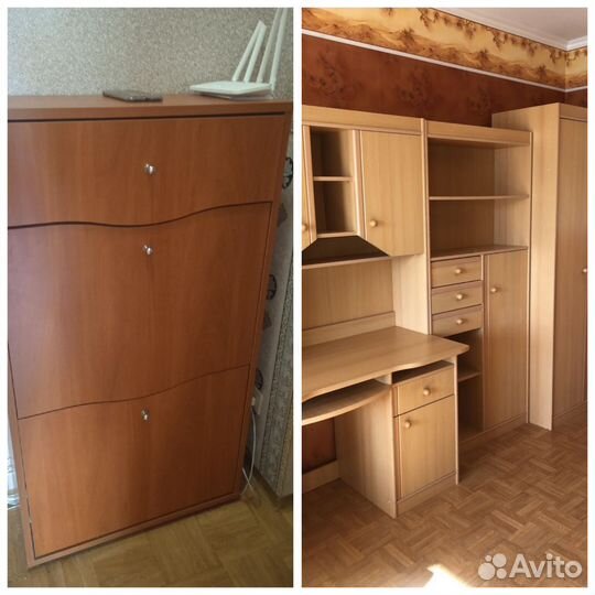 Стенка подростковая с письменным столом, обувница