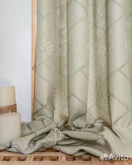 Шторы жаккард Иззи фисташка новые на окна пошив