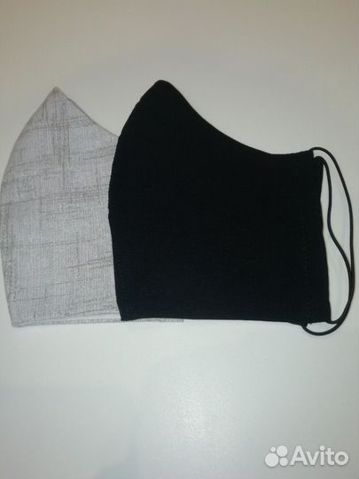 Маски многоразовые цветные, чёрные хлопковые