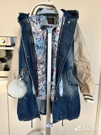 Джинсовая парка куртка Италия. Размер s-m