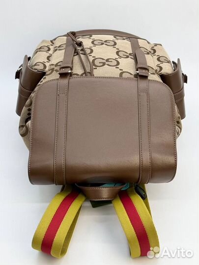 Мужской рюкзак Gucci жаккард кожа коричневый