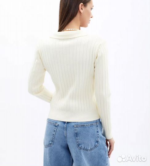 Джемпер поло укороченный трикотажный