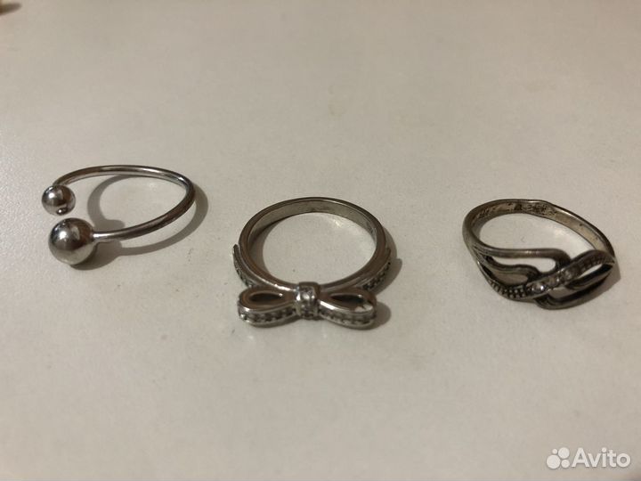 Серьги, кольца, цепи серебро 925