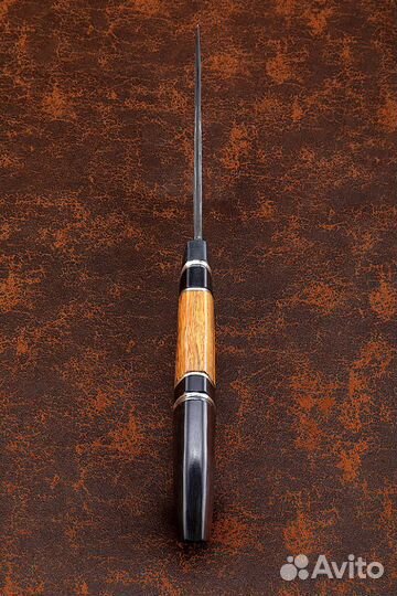 Нож Ирбис дамаск ламинированный с долом черный гра