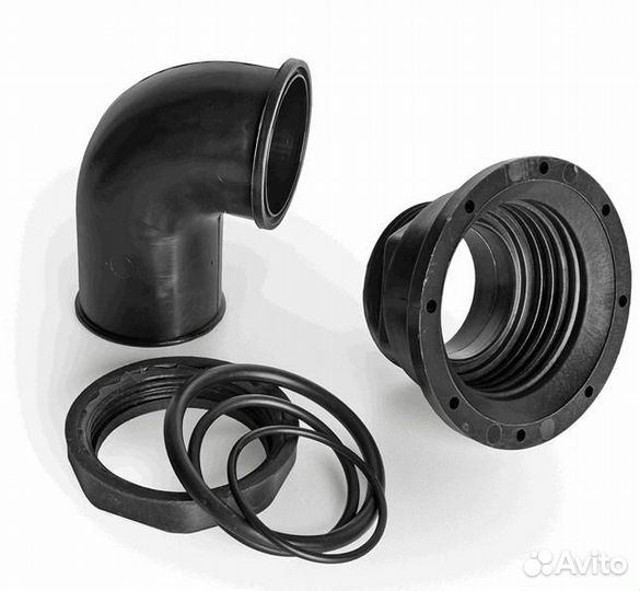 Патрубок заливной 50мм 90 град, пластик 43370