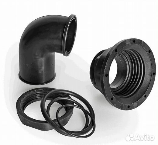 Патрубок заливной 50мм 90 град, пластик 43370