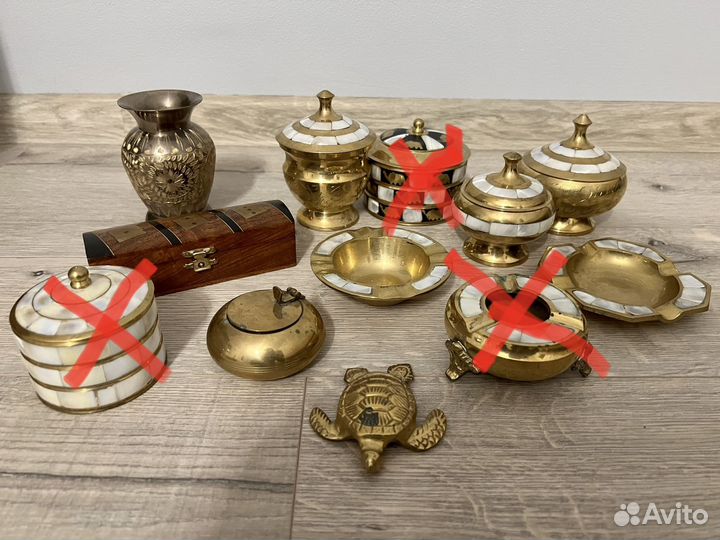 Шкатулка пепельница Индия латунь