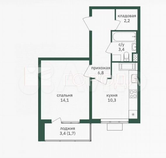 1-к. квартира, 40,2 м², 11/26 эт.