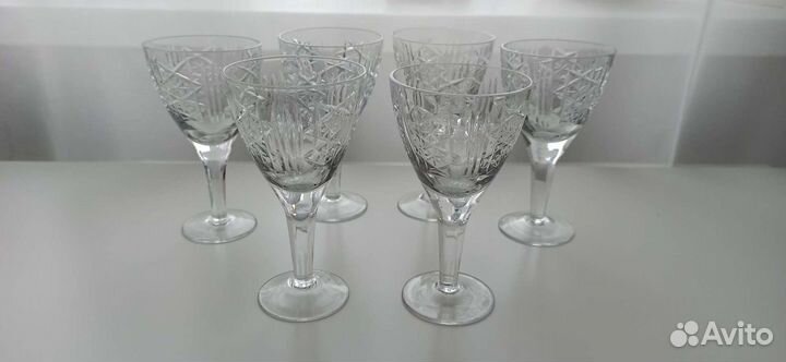 Фужеры розовое стекло
