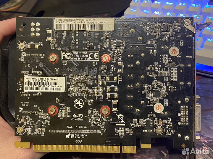 Видеокарта gtx 1050 ti palit StormX 4 gb