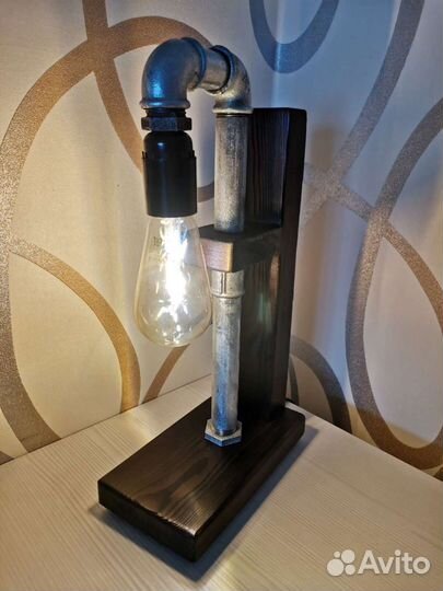 Светильник/настольная лампа лофт из дерева