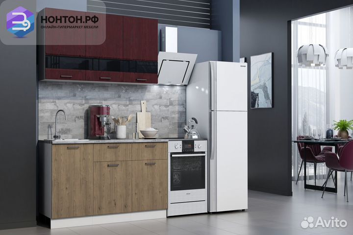 Кухня Астра 1.5 м красное дерево патина / дуб гали