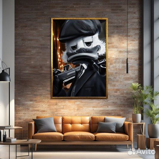 Картина маслом на медном холсте Скрудж в костюме