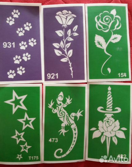 Трафареты для блеск-тату в ассортименте