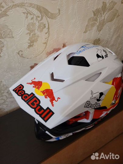 Мото Шлем с очками Кроссовый RedBull Новый Белый