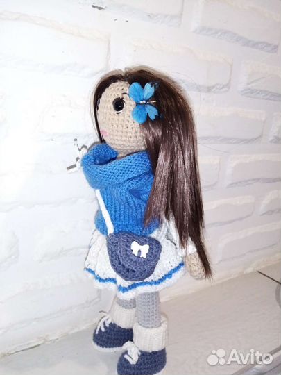 Вязанные игрушки ручной работы Кукла Эвелина