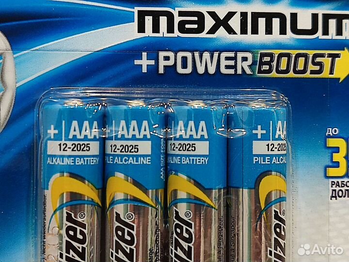 4 батарейки AAA Energizer Maximum+ Power Boost