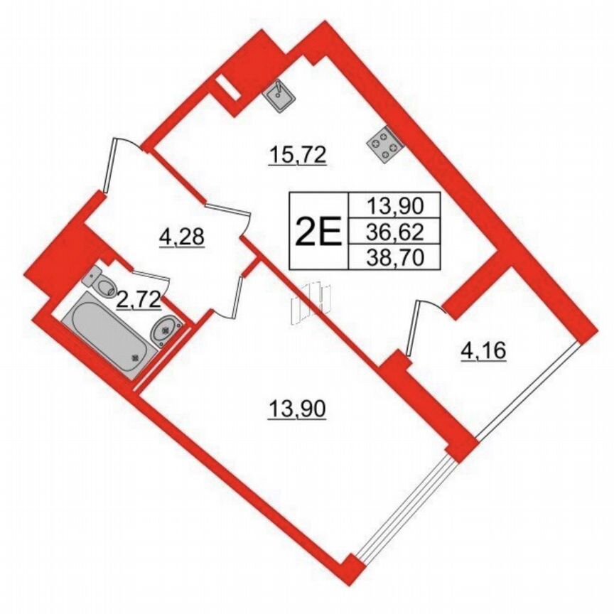 1-к. квартира, 38,7 м², 5/17 эт.