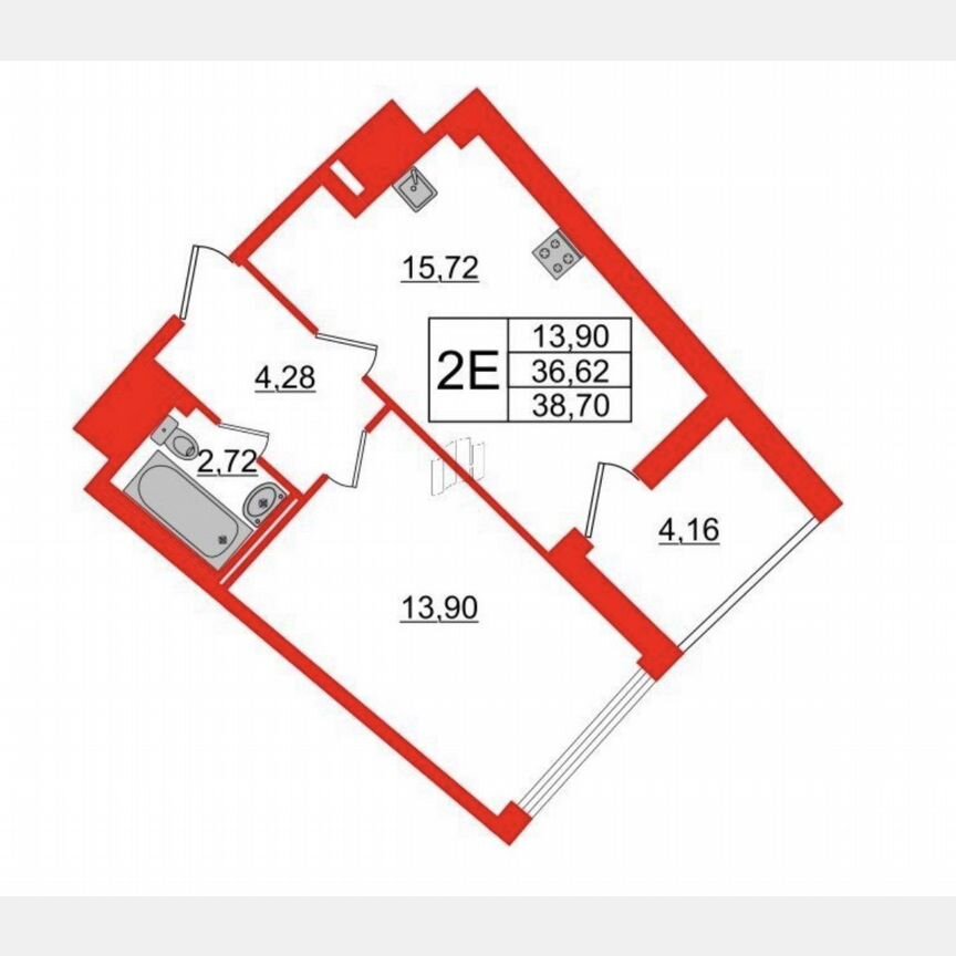 1-к. квартира, 38,7 м², 5/17 эт.