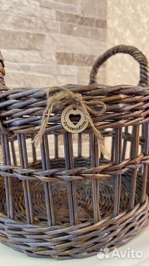Корзина плетеная интерьерная из бумажной лозы