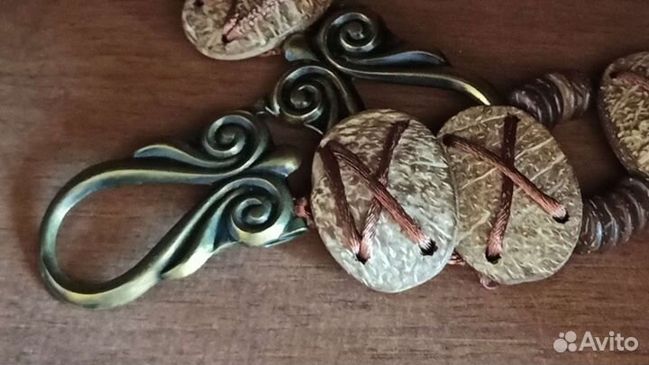 Ремень, Пояс - кокос, латунь. Винтаж