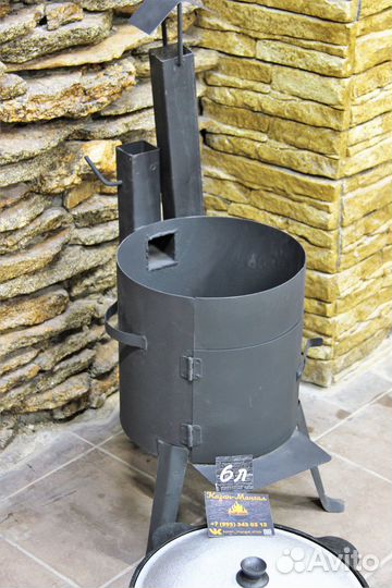 Казан чугунный с печкой новый