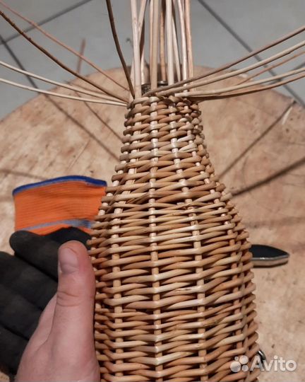 Оплетеный бутыль, плетеный, ёмкость плетеная