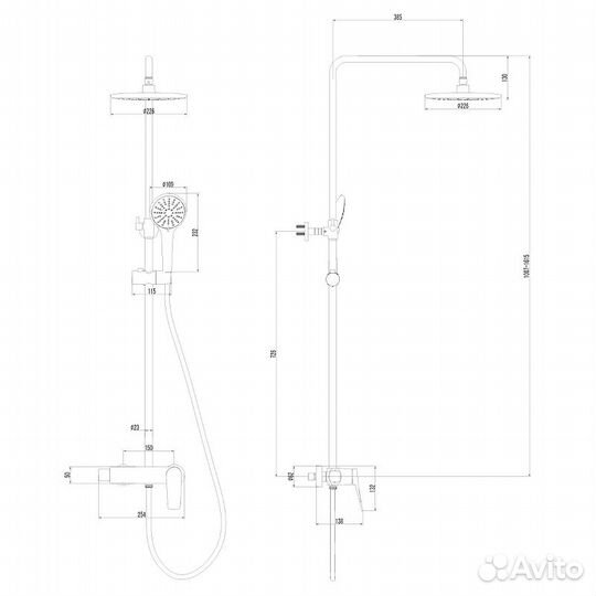 Душевая система 226 мм Lemark Bronx LM3760GM