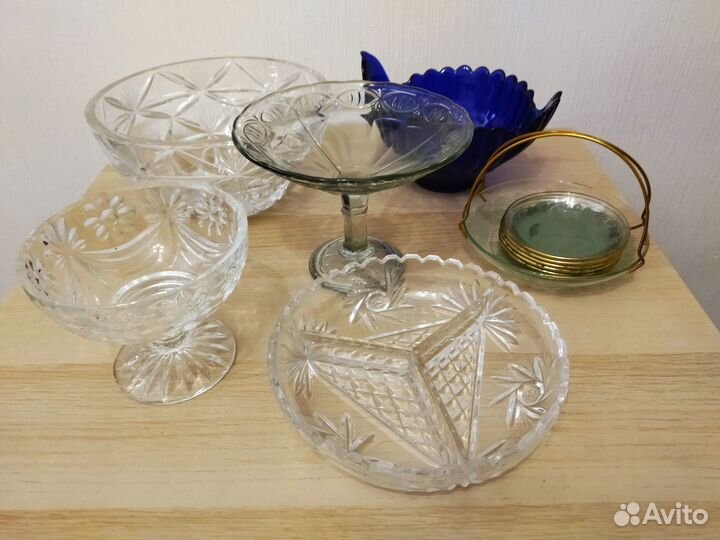 Хрустальные салатницы, конфетницы, блюдечки