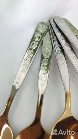 Набор чайных ложек СССР. Нержавейка с позолотой