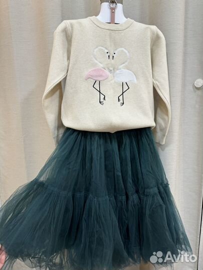 Милейший свитшот свитер S с фламинго